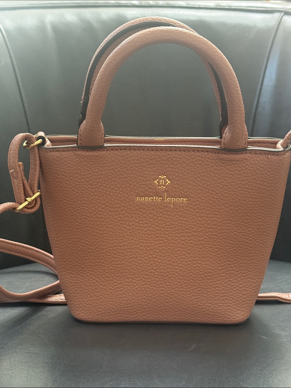 Nanette Lepore Blush Pebbled Leather Mini Top-Handle Crossbody